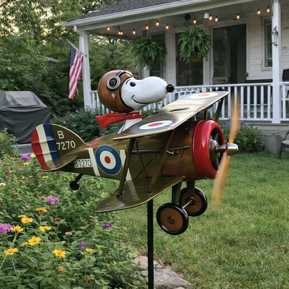 Zahradní větrník letadlo - venkovní dekorace Snoopy